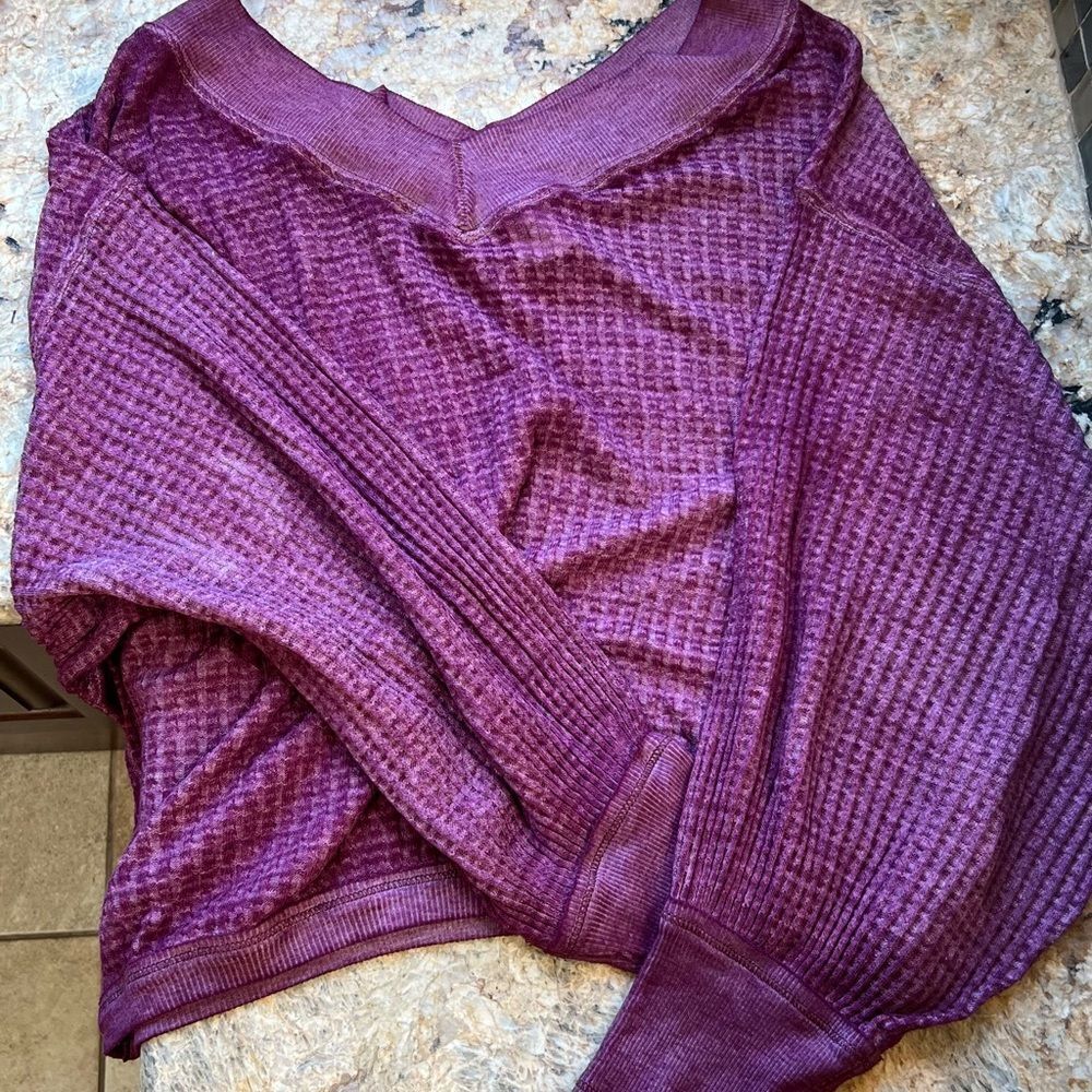Free People Purple Waffle Knit Sweater